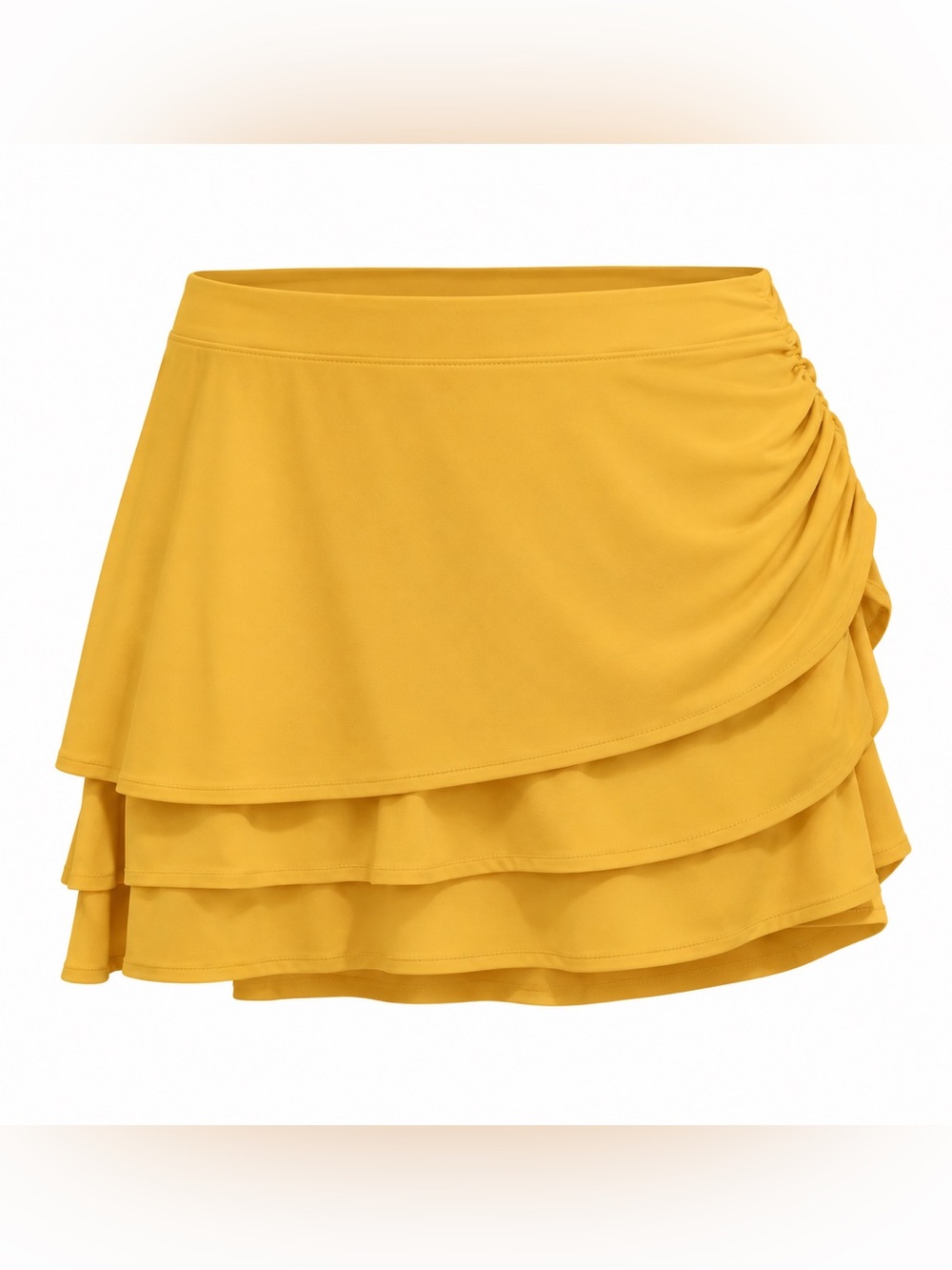 NEW JoyLab Tiered Active Skort Built-In Shorts Ruched Side Yellow Gold Size M - Picture 1 of 8